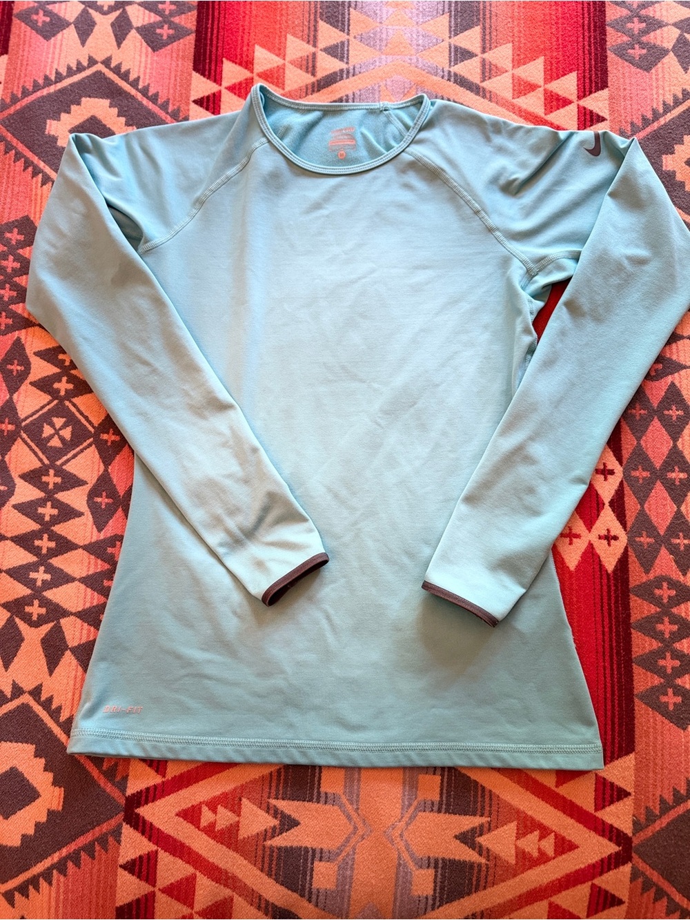 Nike Pro Dri-FIT Teal Aqua Long Sleeve Training Top Thumbholes M